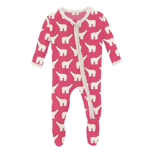 Kickee Pants Muffin Ruffle Footie Pajamas Baby Newborn Winter Rose Polar Bears