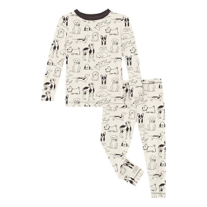 Kids' Kickee Pants Print Long Sleeve Pajama Set 6 Natural Dogs