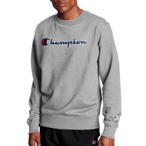 Men's Champion Powerblend Graphic Crewneck Sweatshirt Small Oxford Grey
