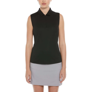 Women's PGA Tour Airflux Zip Sleeveless Polo Medium Caviar