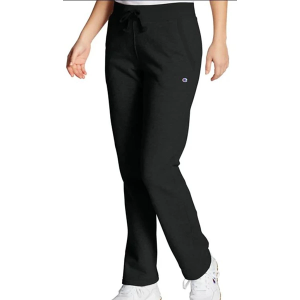 Women's Champion Powerblend Open Bottom Fleece Sweatpants Small Black Regular