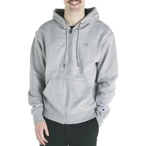 Men's Champion Powerblend Full Zip Hoodie Small Oxford Grey