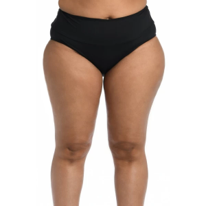 Women's 24th & Ocean Solid High Waisted Swim Bottoms Misses 22W Black