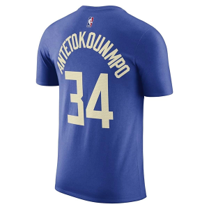Milwaukee Bucks Giannis Antetokounmpo #34 2023 City Edition Name & Number Nike T-Shirt XLarge Royal