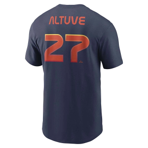 Houston Astros Jose Altuve #27 City Connect Name & Number T-Shirt Medium Navy