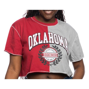 Oklahoma Sooners ZooZatZ Women's Colorblock T-Shirt Large Crimson/Grey