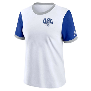 Women's Dallas Cowboys Nike Rewind Ringer T-Shirt Small White