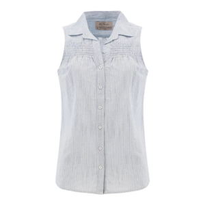 Women's Old Ranch Saguaro 24 Collared Tank Top Small Blue Stripe