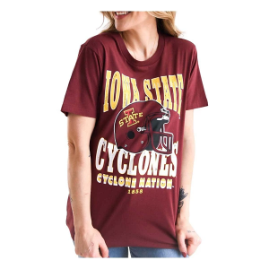 Iowa State Cyclones Gameday Social Women's Murry Helmet T-Shirt Small Maroon