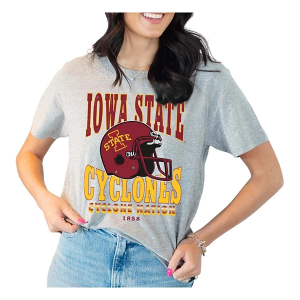 Iowa State Cyclones Gameday Social Women's Murry Helmet T-Shirt Large Heather Grey