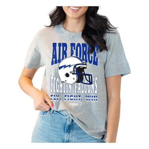 Air Force Falcons Gameday Social Women's Murry Helmet T-Shirt Medium Heather Grey