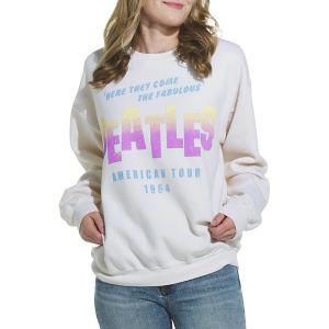 Women's Goodie Two Sleeves Beatles Tour Crewneck Sweatshirt Small Eggnog