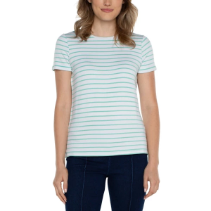 Women's Liverpool Los Angeles Classic Knit T-Shirt Small White Mint Stripe