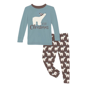 Kids' Kickee Pants Graphic Long Sleeve Pajama Set 6 Coffee Polar Bears