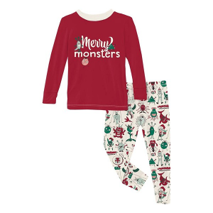 Kids' Kickee Pants Graphic Long Sleeve Pajama Set 6 Merry Monsters