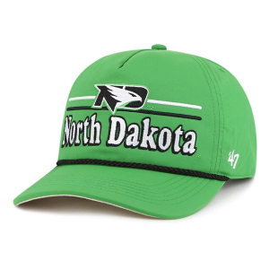 North Dakota Fighting Hawks 47 Brand Rope Campscape Adjustable Hat One Size Kelly Green