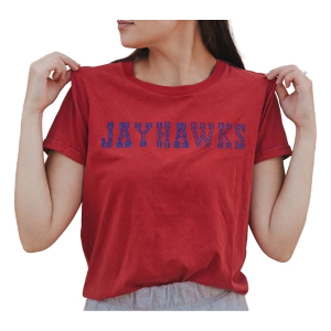 Kansas Jayhawks Gameday Social Women's Rhodes T-Shirt Small Red