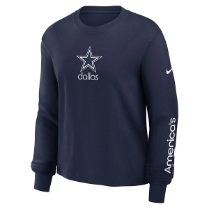 Women's Dallas Cowboys Nike Boxy Long Sleeve T-Shirt Large Navy