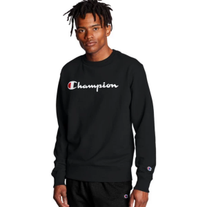 Men's Champion Powerblend Graphic Crewneck Sweatshirt Small Black