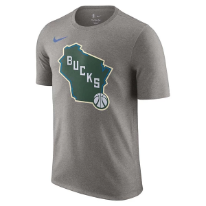 Milwaukee Bucks 2024 City Edition Logo Nike T-Shirt Large Dark Grey Heather