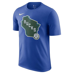 Milwaukee Bucks 2024 City Edition Logo Nike T-Shirt Large Royal