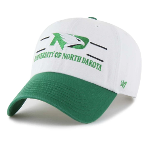 North Dakota Fighting Hawks 47 Brand Double Header Cleanup Adjustable Hat One Size White