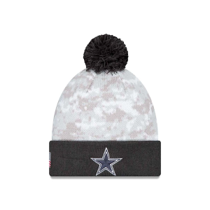 Dallas Cowboys New Era 2024 Salute to Service Pom Beanie One Size White