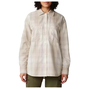 Women's Mountain Hardwear Dolores(TM) Flannel Long Sleeve Button Up Shirt XLarge Wild Oyster Starlights Plaid