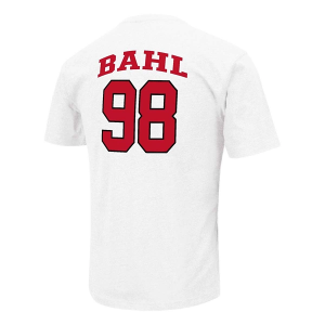 Nebraska Cornhuskers Colosseum Jordy Bahl #98 Name and Number T-Shirt XLarge White