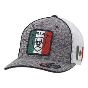 Men's Ariat Mexico Flag Logo Mesh Work Snapback Hat One Size Grey Heather