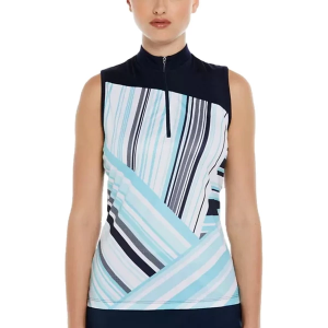Women's PGA Tour Block party Asymmetrical Sleeveless Polo XSmall Blue