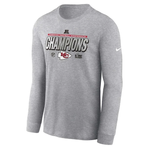 Kansas City Chiefs Nike AFC Conference Champions Locker Room Long Sleeve T-Shirt Medium Dark Grey Heather