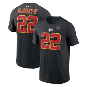 Kansas City Chiefs Nike Trent McDuffie #22 Super Bowl LIX Name & Number T-Shirt XLarge Black