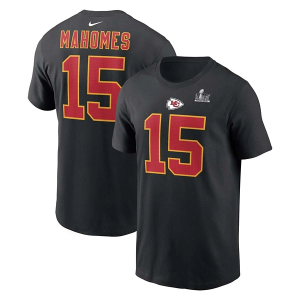 Kansas City Chiefs Nike Patrick Mahomes #15 Super Bowl LIX Name & Number T-Shirt XLarge Black
