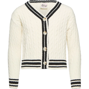 Girls' Love Daisy Cardigan Border Stripe Large White/Black