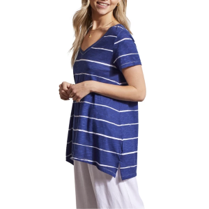 Women's Tribal Side Slit T-Shirt XLarge Jet Blue
