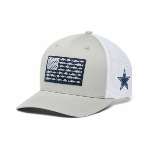 Dallas Cowboys Columbia Fish Flag Logo Flexfit Hat S/M Grey