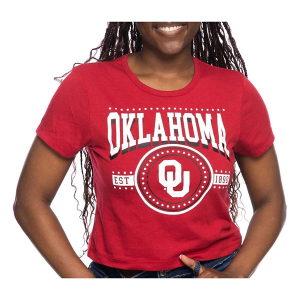 Oklahoma Sooners ZooZatZ Women's Bling Crop Small Crimson