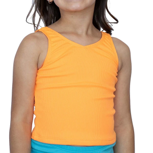 Girls' Janela Bay V Neck Swim Tankini 10/11 Canteloupe Ribbed