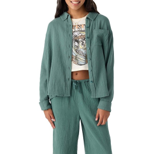 Girls' O'Neill Lenita Long Sleeve Button Up Shirt XLarge Silver Pine