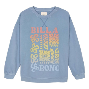 Girls' Billabong Wood Block Crewneck Sweatshirt Small Blue Shadow