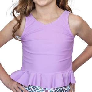 Girls' Janela Bay V Neck Peplum Swim Tankini 6/7 Light Lavender