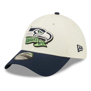 Kids' Seattle Seahawks New Era 2022 Sideline 39THIRTY Flex Fitted Hat One Size Cream/Blue
