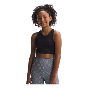 Girls' The North Face Never Stop Reversible Crop Scoop Neck Tank Top Small Black/Smoked Pearl