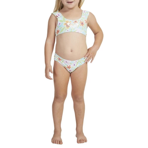 Girls' Roxy Hawaiian Spirit Bralette Swim Bikini Set Toddler 4T Aruba Blue Spirit