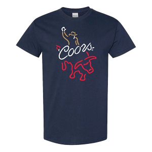 Men's Brew City Coors Neon Cowboy T-Shirt 2XLarge Navy