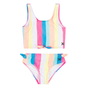 Girls' Hurley Crop Swim Tankini Set Large White Multi