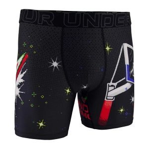 Men's Under Armour Performance Tech Mesh Mountain Dew Printed 6" Boxer Briefs Underwear 2XLarge Black Dots