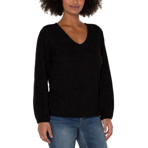 Women's Liverpool Los Angeles Twist Back Knit Top Long Sleeve Shirt Small Black