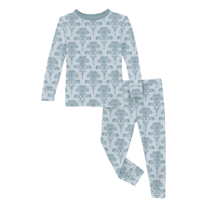 Kids' Kickee Pants Print Long Sleeve Pajama Set 5 Illusion Blue Damask